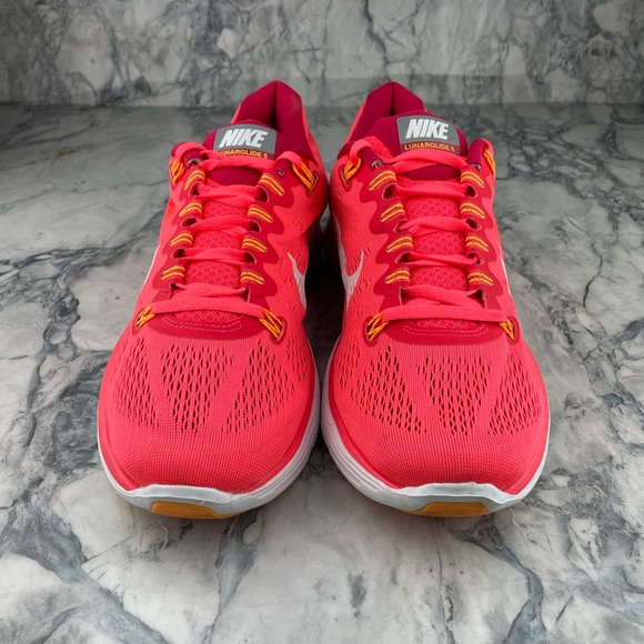 💖⏫Womens Neon Pink Nike Lunarglide 5 Lunarlon Fitsole Running Shoes - Picture 3 of 14